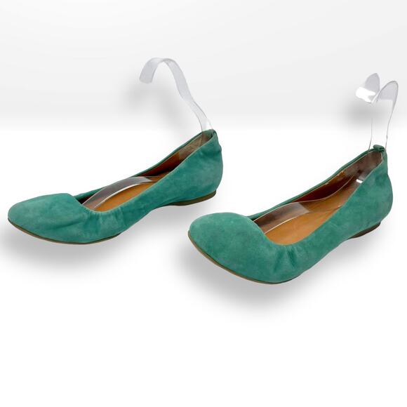 J. CREW Blue Green Suede Round Toe Slip On Ballet Flats - Picture 3 of 9